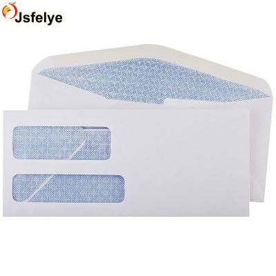 China Business Envelope 3 7/8 Inch X 8 7/8 Inch #9 Double Window White Security Tinted Envelopes for sale