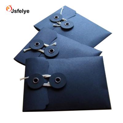 China Business Envelope Herb Packed Black Charm Kraft String and Tie Pocket Envelopes for sale