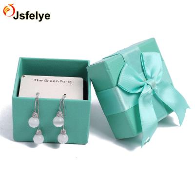 China Recyclable Green Ribbon Closure Ring Earring Necklace Box Luxury Wedding Jewelry Box for sale