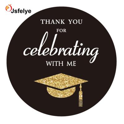 China Decorative Sticker 2inch Gold Class Graduation Thank You Stickers Graduate Party Circle Favor Sticker Labels for sale