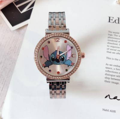 China New Stitch Women's Mickey Cartoon Diamond Inlaid Luxury Girls Stainless Steel Watch Waterproof Women's Gift for sale