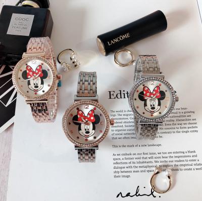 China New Stitch Women's Mickey Cartoon Diamond Inlaid Luxury Girls Stainless Steel Watch Waterproof Women's Gift for sale