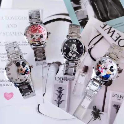 China 2021 Unisex New Mickey Minnie Cartoon Lady Children Stainless Steel Watch Band Universal Waterproof Watch for sale