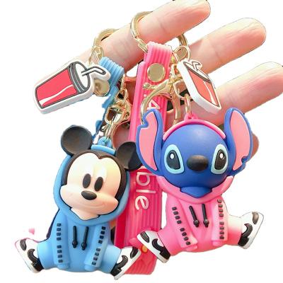 China New silicone cartoon dot hello lovely Kitty Mickey Minnie key chain backpack jewelry rubber girl gift for sale