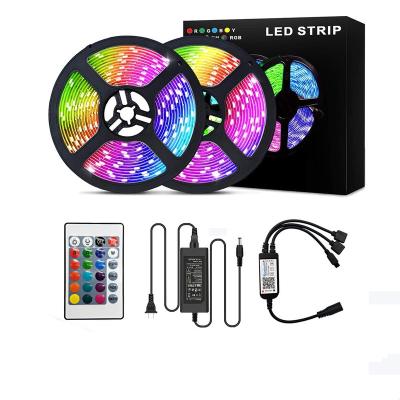 China Hotel/Party/Home/Restaurant Hotel/Party/Home/Restaurant LED Strip Lights 24V 5A With 5050 10m RGB LED Strip Light Remote Control Flexible Kit ip20 Waterproof Mode Color Changing of DIY for sale