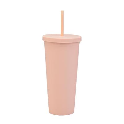 China Popular Factory wholesale double wall plastic straw water cup for cold drinks for sale