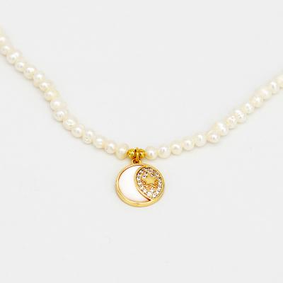 China Environmental Friendly Wholesale Custom Baroque Pearl 18k Gold Wrapped Ot Necklace Pendant Chain Jewelry Set for sale