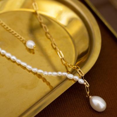 China Small Real Freshwater Pearl Necklace Natural Pearl Jewelry Pearl Necklace Gold Baroque Pearl Choker White Tasty Environmentally Friendly Chain for sale