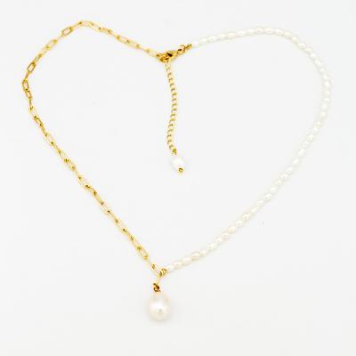 China New Environmentally Friendly Double Sided Light Baroque Pearl Necklace Natural Freshwater Pearl Necklace Jewelry Pearl String Chain For Women Mother Mom for sale