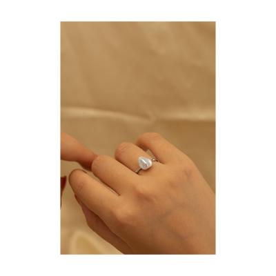 China Romantic Single Sterling Silver 10mm Freshwater Cultured Coin To Shape Genuine Pearl Ring S925 for sale