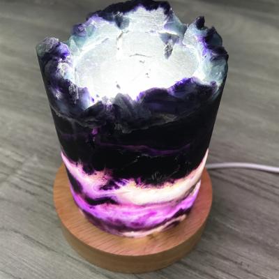 China Beautiful China Rainbow Fluorite Lamp Narural Crystal Crafts Wholesale High Quality Crystal Stone Healing for sale