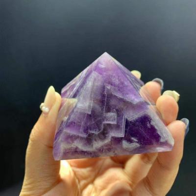 China Purplecrystals Dreamy Europe Quartz Natural Crystal Gemstone Amethyst Paperweight Pyramid Healing Stones For Decoration for sale