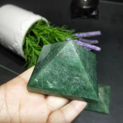 China Hot Sale High Quality Natural Pyramid Gemstone Crystal Healing Green Strawberry Quartz Europe Folk Crafts For Paper Weight for sale