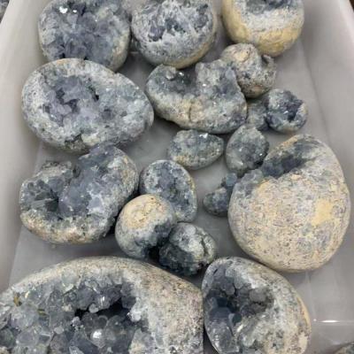 China Natural Purple Gemstone Crystal Crafts For Treasure Gifts Group from Europe Crystal Celestite Quartz Geode Stone for sale