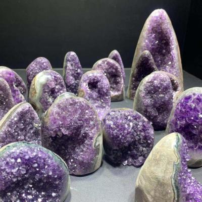 China High Quality Natural Purple Gemstone Europe Crystal Amethyst Quartz Geode Fengshui Cluster For Treasure Decoration for sale