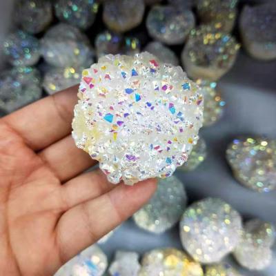 China Europe Crystal Crafts Raw Gemstone Natural Aura White Crystal Clusters For colorful Feng Shui Decoration for sale