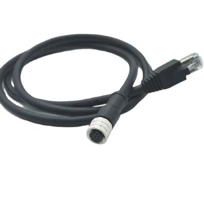 China Automotive Sensors M12 A Female To RJ45 Male Molded On Cable Contacts 8pin IP68 8x0.25mm2 M12 Unshielded Network Cable for sale