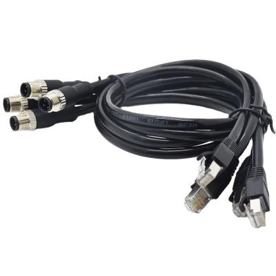 China Automotive Sensors M12 A Code Male To RJ45 Male Molded On Cable 4pin Contacts Protected IP68 PVC Network Cable 4x0.25mm2 M12 for sale