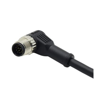 China Automotive Sensors M12 Code Angle Cable Connector Contacts12Pin Unprotected Molded On Waterproof Cable IP68 M12 Connector for sale