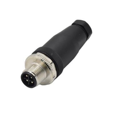 China Custom Waterproof Automotive Sensors Connector M12 S Code Contacts 3+PE 4Pin Field Installation Connector for sale