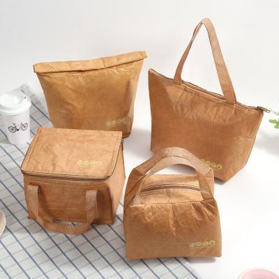 China Eco Friendly Custom Waterproof Lunch Cooler Bag Foldable Insulated Tyvek Lunch Paper Bag for sale