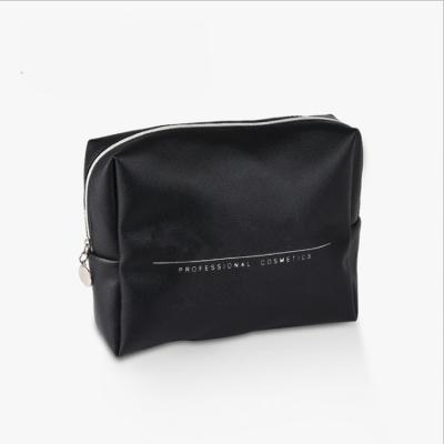 China Lady Black PU Cosmetics Bag PU Bag Women Makeup Bag Custom Logo Easy Daily Use Cosmetic Bag Acceptable Makeup Bag for sale