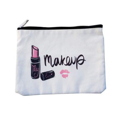 China Zipper Closure/Fashion/Durable Organizer Bags Custom Designer Sublimation Cotton Canvas Makeup Logo for sale