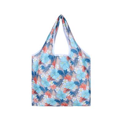 China Fashion Reusable Eco-friendly Custom Printing Waterproof Tote Bag Polyester Folding Eco-friendly Nylon Bag Supermarket Shopping Bag for sale