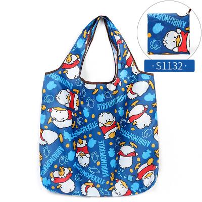 China Reusable Eco-Friendly Custom Full Leaf Printing Portable Large Capacity Folding Creative Bag Supermarket Eco-Friendly Waterproof Shopping Bag for sale