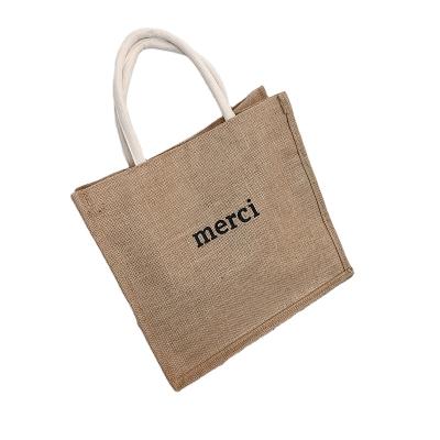 China Wholesale Multifunctional Customized Colorful Handled Jute Handle Tote Bags Reusable Portable Eco Friendly Grocery Shopping Bag for sale