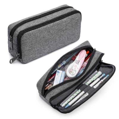 China High Quality/Large Capacity Pencil Pouch Holder Stationery Desk Organizer Pencil Bag Multi Components Case Waterproof/Shockproof Dustproof With Double Zippered for sale