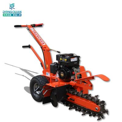 China Hot Selling Farms Gasoline 7HP Trencher Equipment Farm Mini Trencher Walk Behind Mini Chain Trencher For Laying Cables for sale