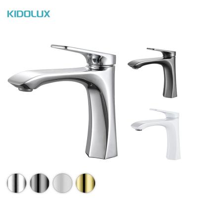 China Mixer Kidolux Chrome Finish American Style Brass Hot And Cold Water Single Handle Deck Mounted Mixer Tap Bathroom Sink Basin Faucet for sale