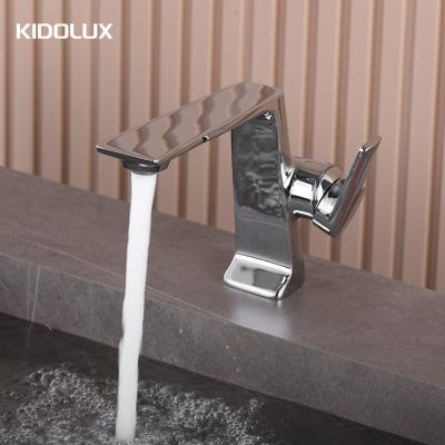 China Mixer Kidolux Luxury Chrome Plated Single Hole Hot And Cold Water Mixer Bathroom One Handle Basin Faucet For Hotel Apartment for sale