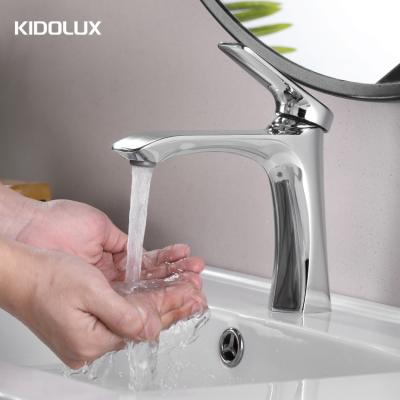 China Mixer Kidolux Copper Polished Office Building Single Cold Water Basin Faucet For Single Lever Basin Faucet Torneira De Banheiro Simple for sale