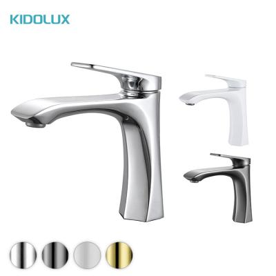 China Mixer Kidolux 2024 New Brass Basin Tap Single Handle Deck Mounted Hot And Cold Bathroom Basin Faucet Chrome Plated Faucet For Bathroom for sale