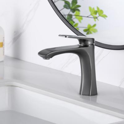 China Mixer Kidolux Round Basin Faucet Hot Cold Grey Mono Handle Bathroom Sink Mixer Tap Bathroom Basin Faucet Mixer Tap Wash Basin Faucet for sale