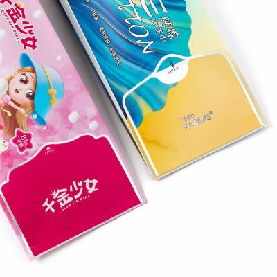 China OEM Recyclable Custom Logo Printing Side Circumference Plastic Bags Ladies Sanitary Napkin Packaging Bags for sale