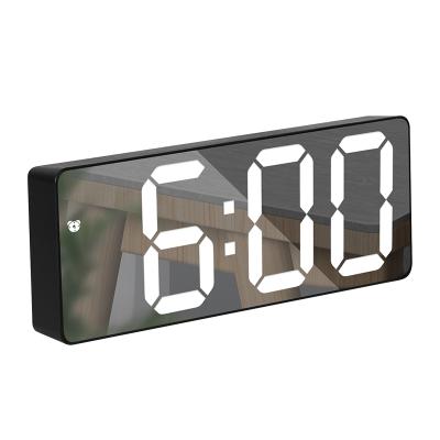 China Unique LED Digital Voice Alarm Clock 3D Mirror Table Clocks Decor Novelty Creative Modern Minimalist Desk Home Clock Unique Gift Clock for sale