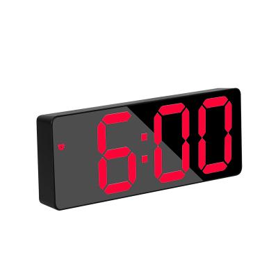 China Unique LED Digital Voice Alarm Clock 3D Mirror Table Clocks Decor Novelty Creative Modern Minimalist Desk Home Clock Unique Gift Clock for sale