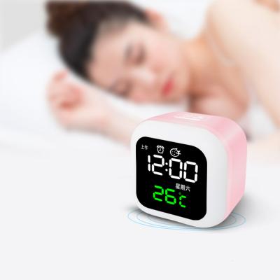 China LUMINOVA Electronic Voice Control LED Digital Alarm Clock USB Desk 3d Clocks Blue Modern Clock Simple Bedroom Table Temperature Clocks for sale