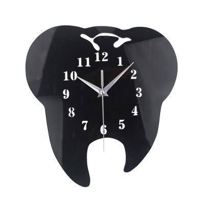 China Modern Home Decorative Wall Clocks Art Teeth Shape Wall Clock Creative Simple Custom Large Tooth Acrylic Dental Clinic Clock for sale