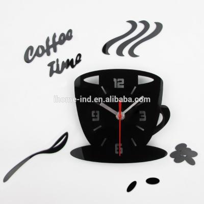 China Wholesale Modern Acrylic Clock Wall Clock Coffee Cup Watch DIY Clock Mirror Wall Sticker Design Analog Quartz Luxury Home Decor Creative for sale