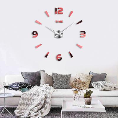 China DIY Novelty Wall Clock 3D Large Wall Clock Creative Modern Home Decorative Frameless Sticker Luxury Digital Reloj Peeled Clock for sale