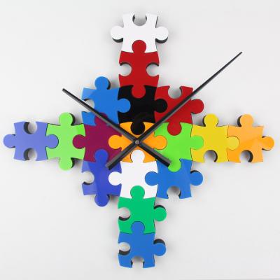 China CREATIVE funny wall clock with interesting DIY different puzzle shapes clock wall decoration luxury digital wall clock reloj peeled clock for sale