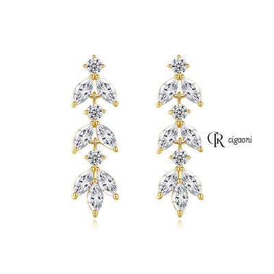 China Good Cigaoni Trendy Luxury Cubic Zircon Fashion Jewelry Earrings Women 2023 Newest Diamond Zircon Wedding Party Copper for sale