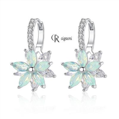 China 2023 Best Selling Fashion Jewelry Fashion Jewelry Cigaoni Ware Double Star Copper Zircon Drop Earrings Silver Multicolor Fine Earrings for sale