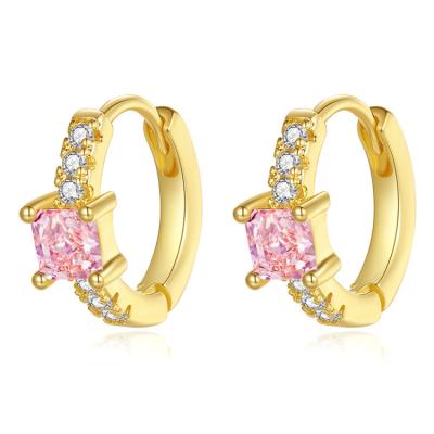 China Popular Cigoni Yiwu 2023 Cute Gold Plated Fashion Jewelry Colorful Zircon Circle Earrings Patching Jewelry For Women Online Store for sale