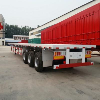 China Truck Trailer Flat Bed Semi Trailer 3 Axle Flatbed Truck Trailer Platform With Container Lock For Sale for sale