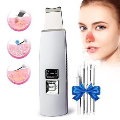 China Sonic Facial Spatula Peeling Machine Blackhead Remover Electronic Smart Face Blackhead Ultrasonic Skin Scrubber for sale